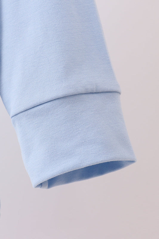 Blue car embroidery top