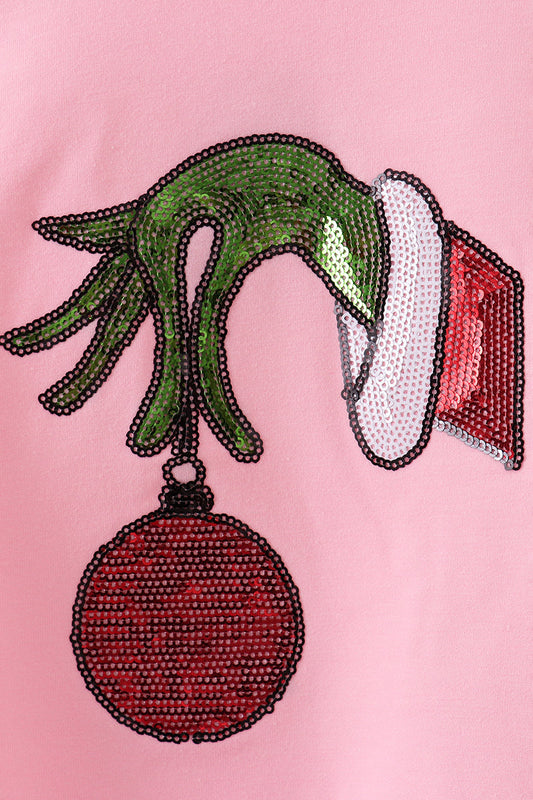 Pink christmas grinch sequin top