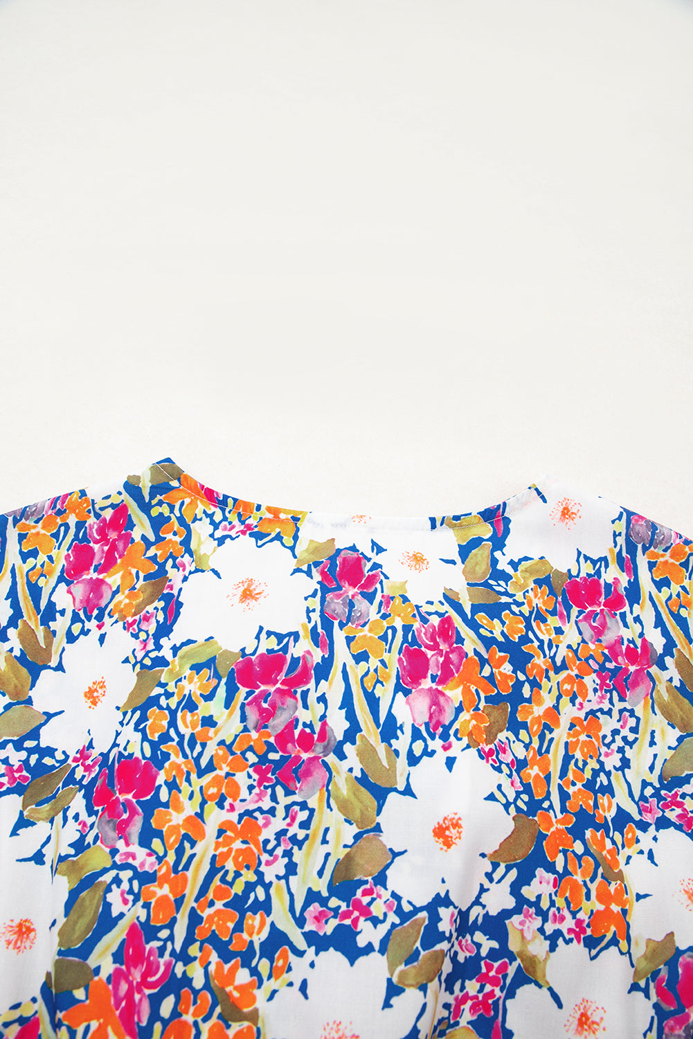 Floral Print Bow Applique Slit Sleeveless Peplum Blouse