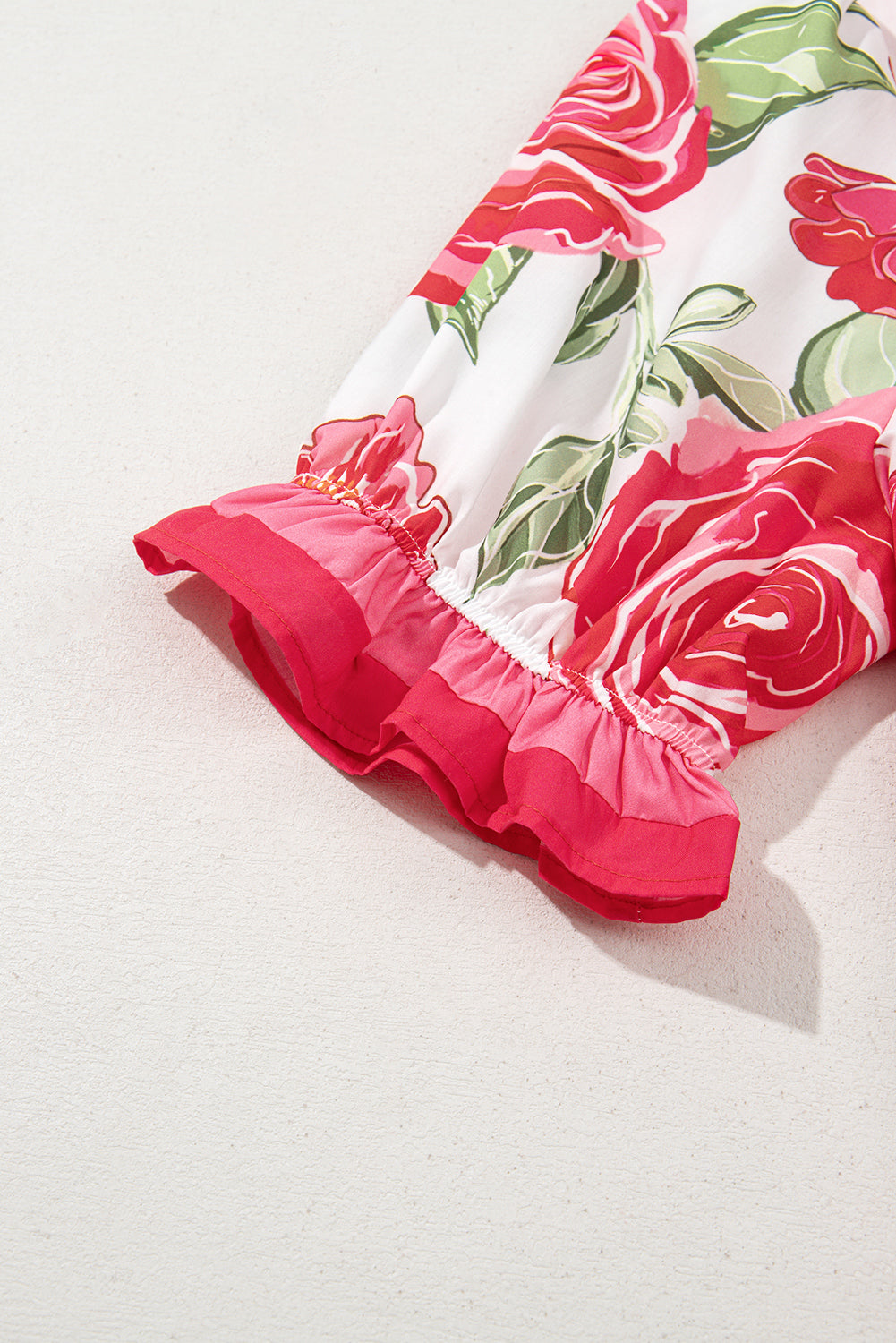 Give Me Roses Frilled Stripes Curvy Short Sleeve Blouse