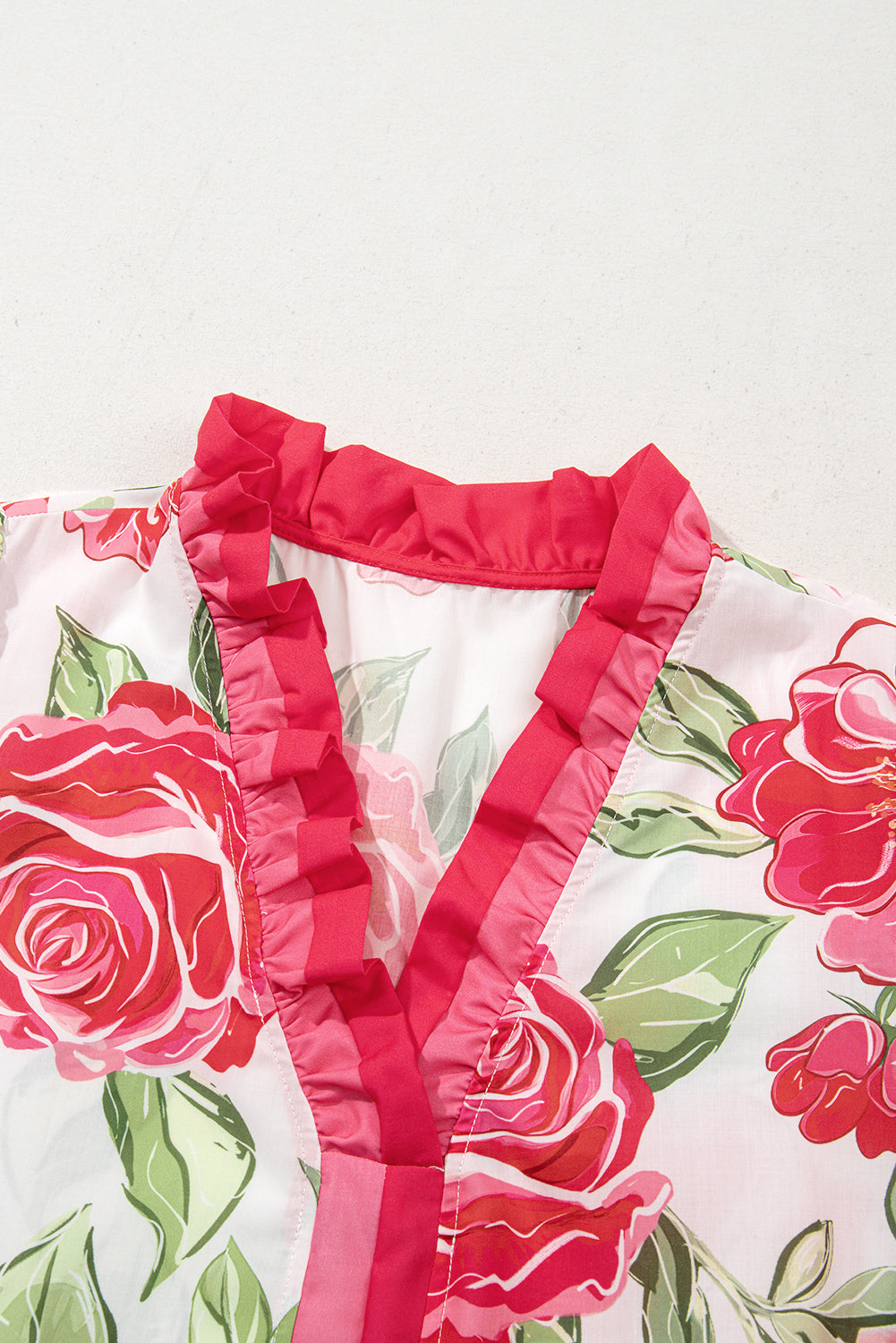 Give Me Roses Frilled Stripes Curvy Short Sleeve Blouse