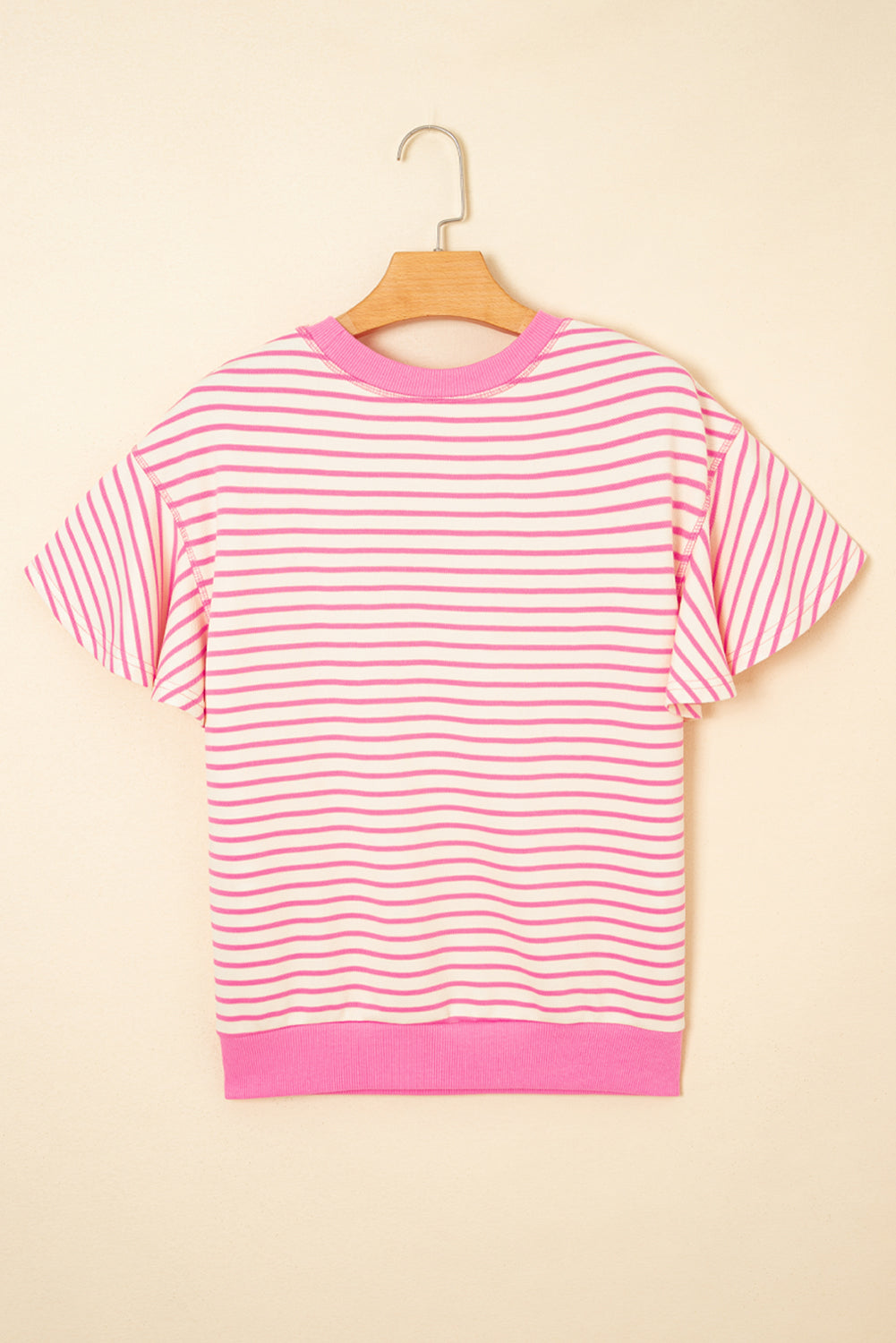 Striped Ruffle Short Sleeve Top