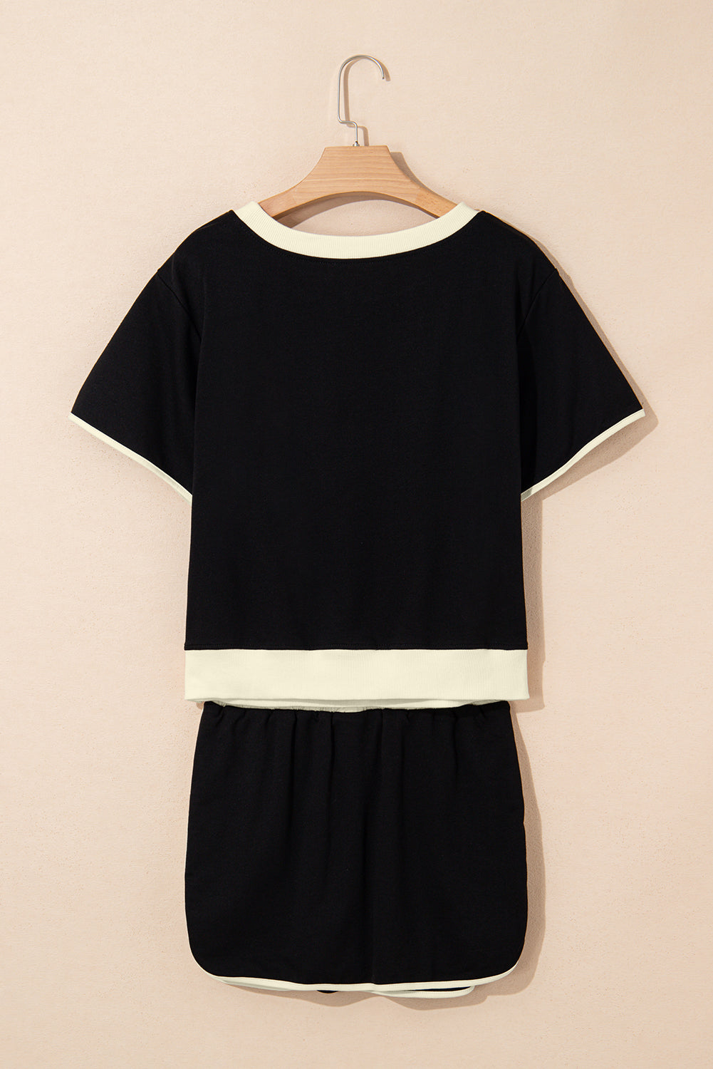 Bonbon Colorblock Edge Drop Shoulder T Shirt and Skort 2Pcs Set