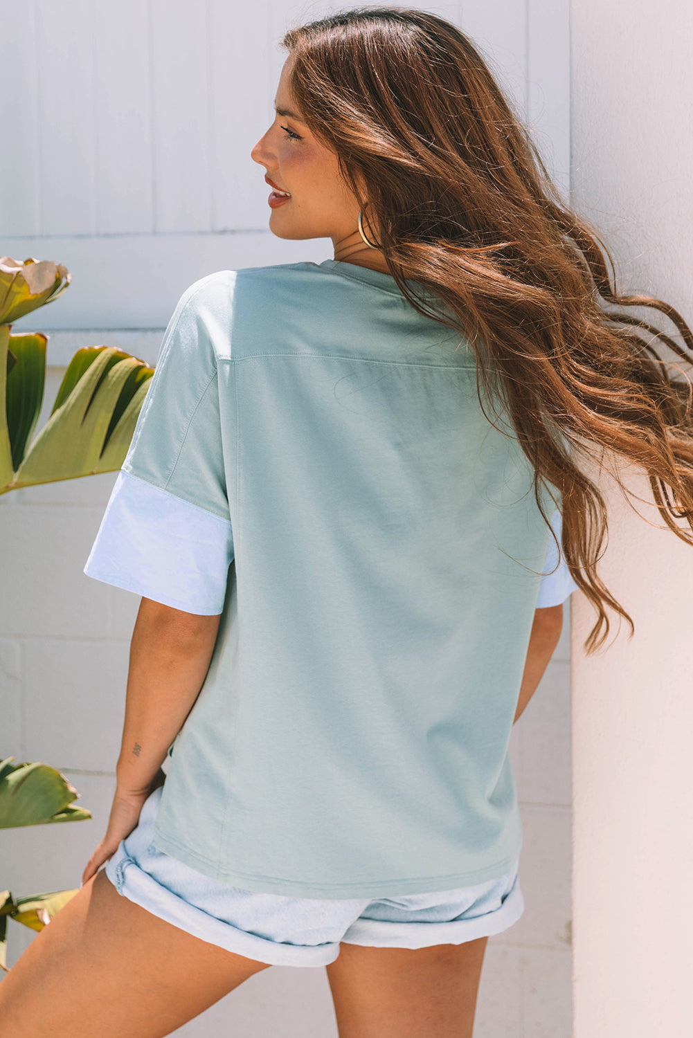 Smoke Green Star Patched Oversize T Shirt- POL DUPE