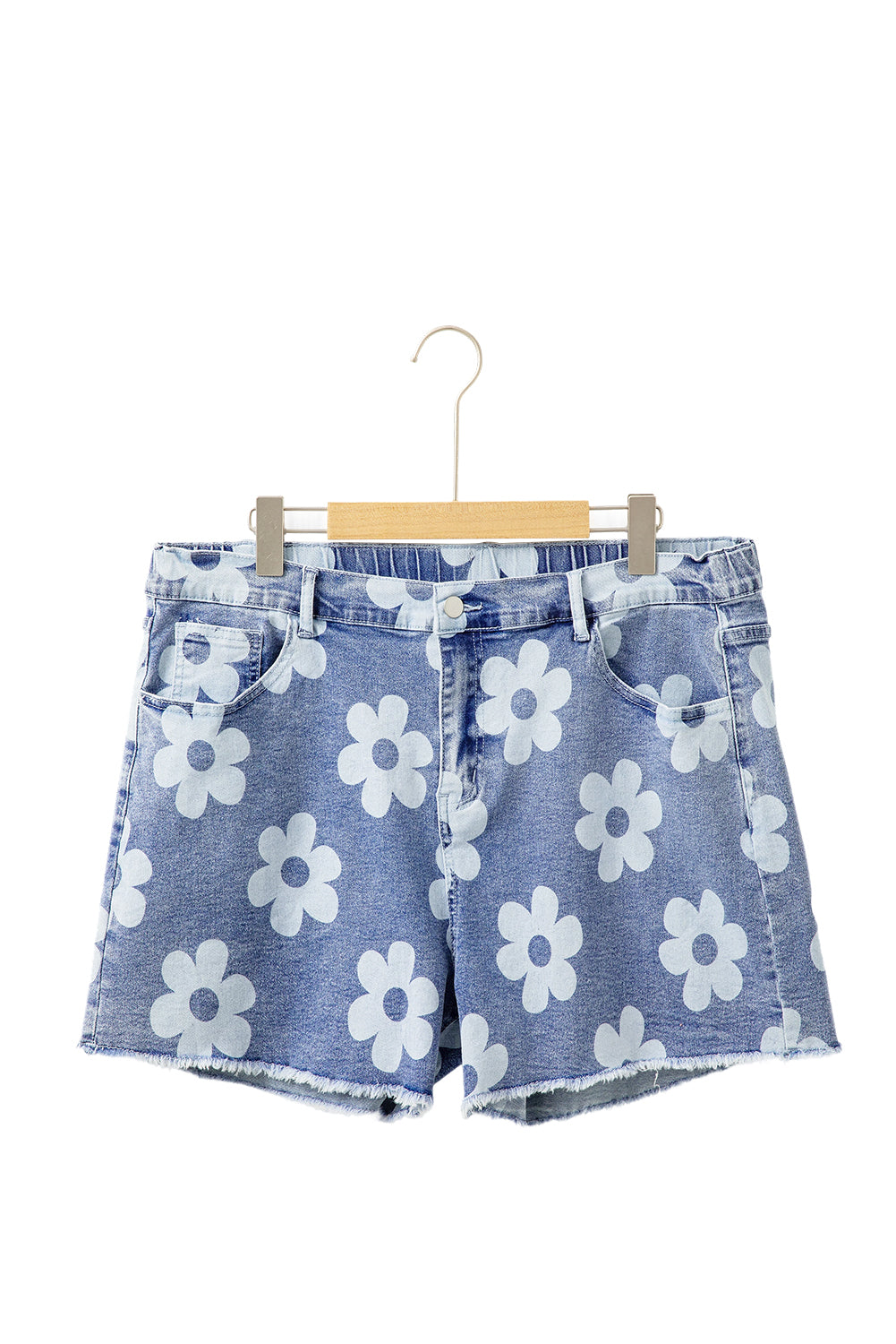 Ashleigh Blue Floral Pattern High Waist Curvy Denim Shorts